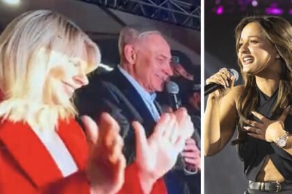 עדן בן זקן ונתניהו בהופעה בהיכל מנורה