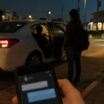נוסעת צעירה עולה לרכב פרטי שהוזמן דרך קבוצת מסרים בשעת לילה